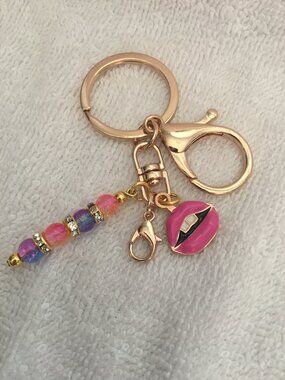 Pink Lips Beaded Keychain – Cute Bag Charm